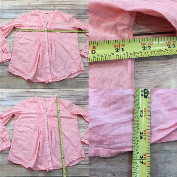 SOLD Large BLL NY Collarless Pleated Button Up Top - Picture 2 of 8